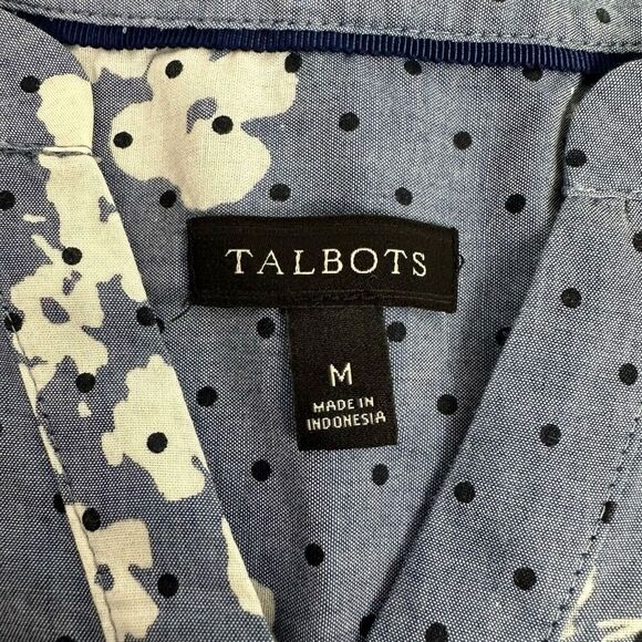 Talbots Chambray Medium Popover Blouse Cotton - Picture 5 of 7